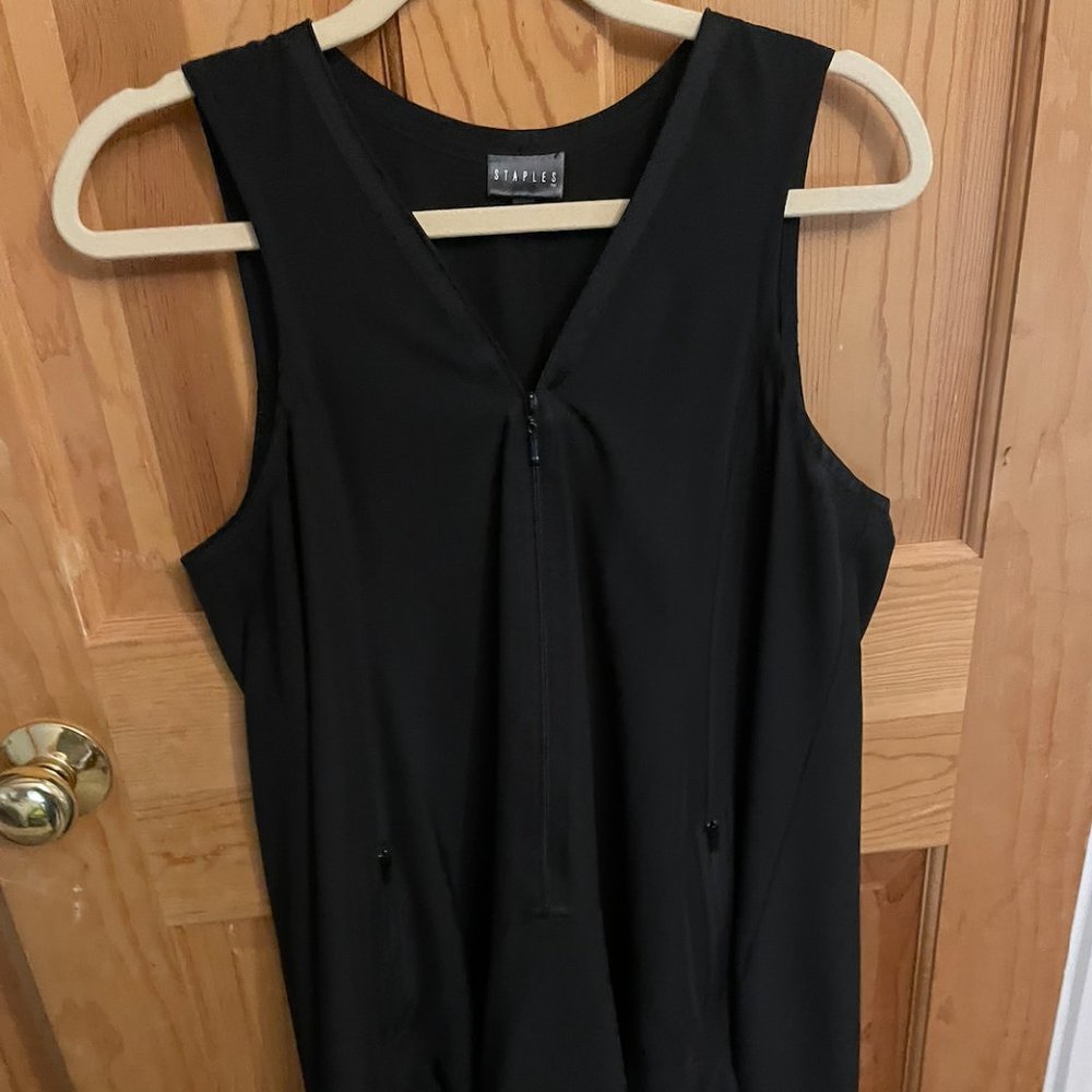 Black zipper swing dress sleeveless athletic